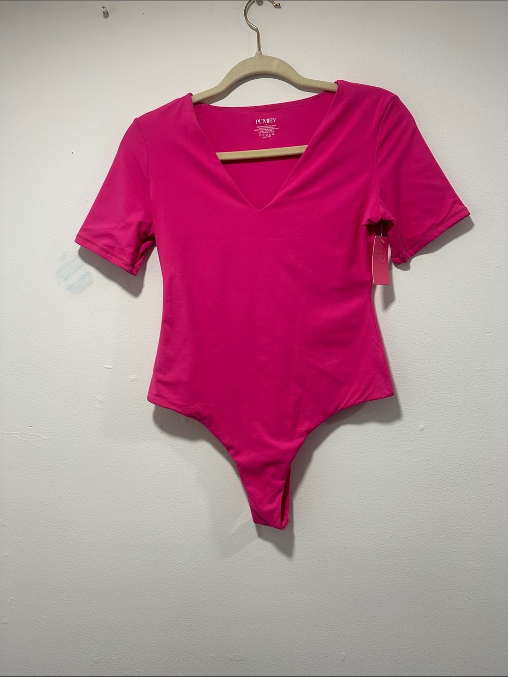 Pumiey Bright Hot Pink Short Sleeve Bodysuit 069
